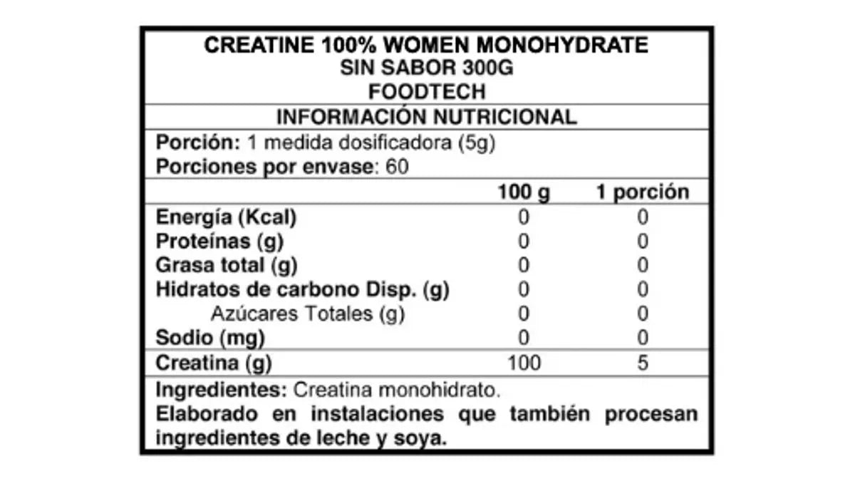 CREATINE 100% WOMEN WHEY 300GR - FOODTECH