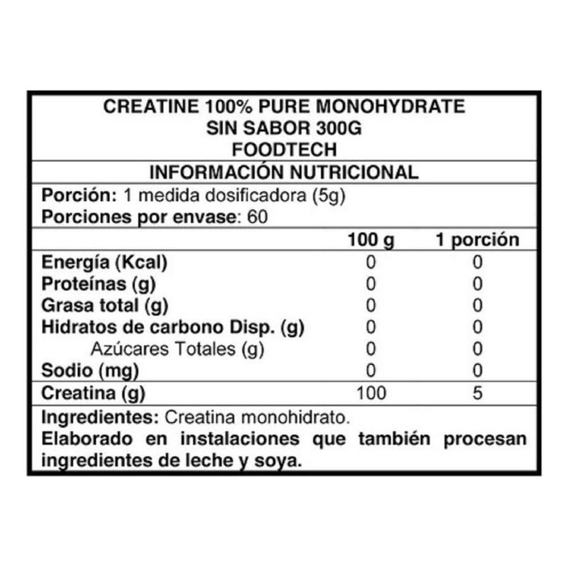 Creatine 100% Pure Monohydrated 60 svs - Foodtech